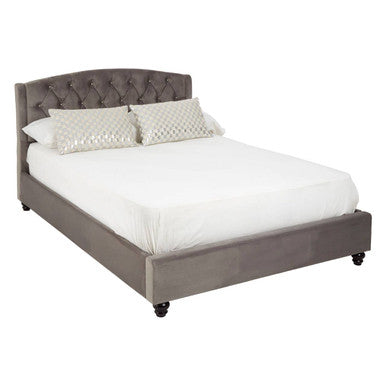 Orsina Josephine Double Bed – Steel Shade Tufted Velvet Upholstered