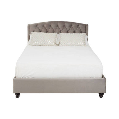 Orsina Josephine Double Bed – Steel Shade Tufted Velvet Upholstered