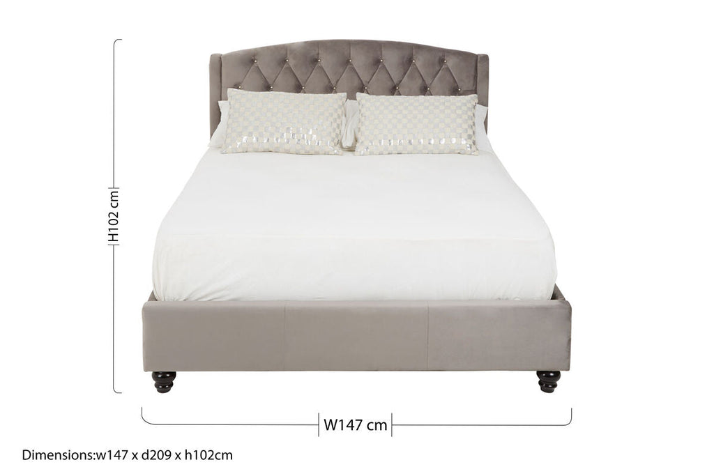 Orsina Josephine Double Bed – Steel Shade Tufted Velvet Upholstered