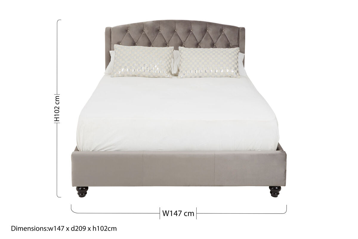 Orsina Josephine Double Bed – Steel Shade Tufted Velvet Upholstered