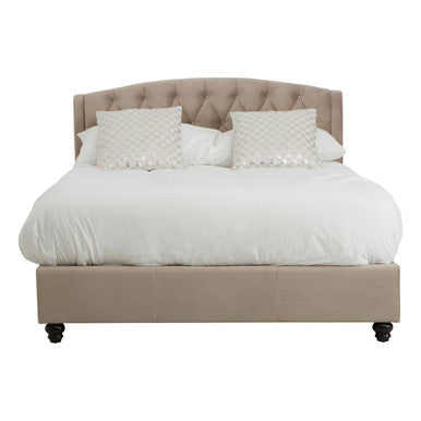 Orsina Josephine Double Bed – Mink Brushed Velvet Tufted Headboard