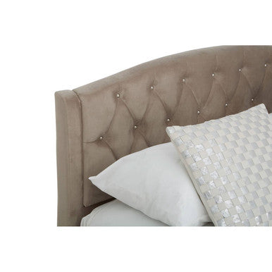 Orsina Josephine Double Bed – Mink Brushed Velvet Tufted Headboard