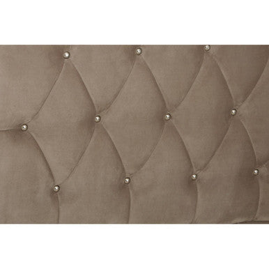 Orsina Josephine Double Bed – Mink Brushed Velvet Tufted Headboard