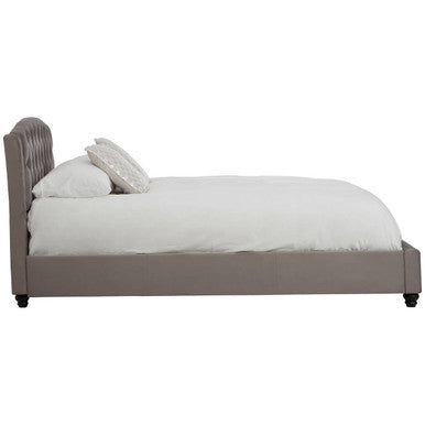 Orsina Josephine King Bed – Grey Velvet Tufted Upholstered Bed