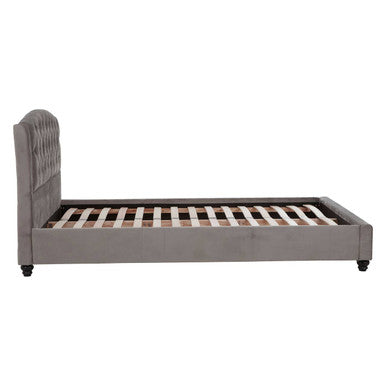 Orsina Josephine King Bed – Grey Velvet Tufted Upholstered Bed