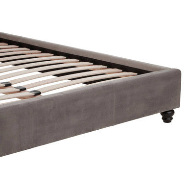 Orsina Josephine King Bed – Grey Velvet Tufted Upholstered Bed
