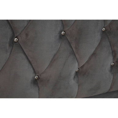 Orsina Josephine King Bed – Grey Velvet Tufted Upholstered Bed