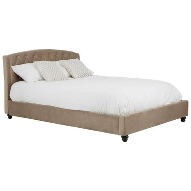 Orsina Josephine King Bed – Tufted Upholstered Mink Arched Headboard