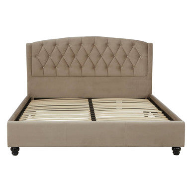 Orsina Josephine King Bed – Tufted Upholstered Mink Arched Headboard