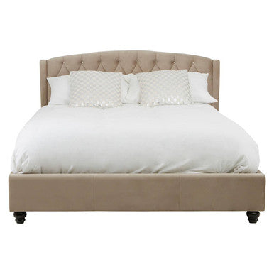 Orsina Josephine King Bed – Tufted Upholstered Mink Arched Headboard