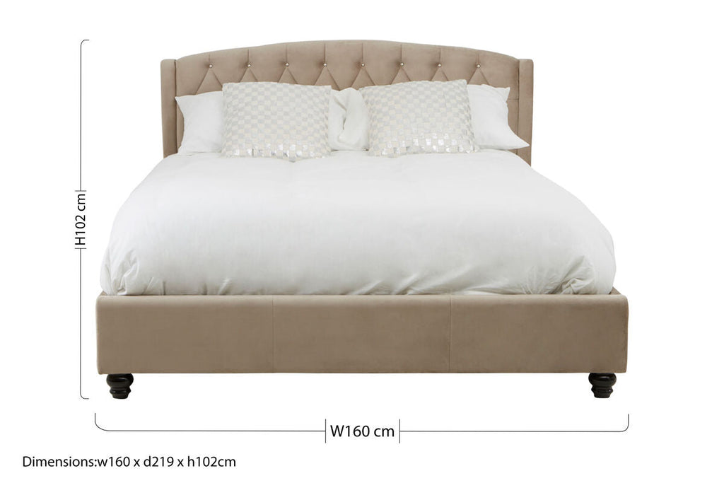 Orsina Josephine King Bed – Tufted Upholstered Mink Arched Headboard
