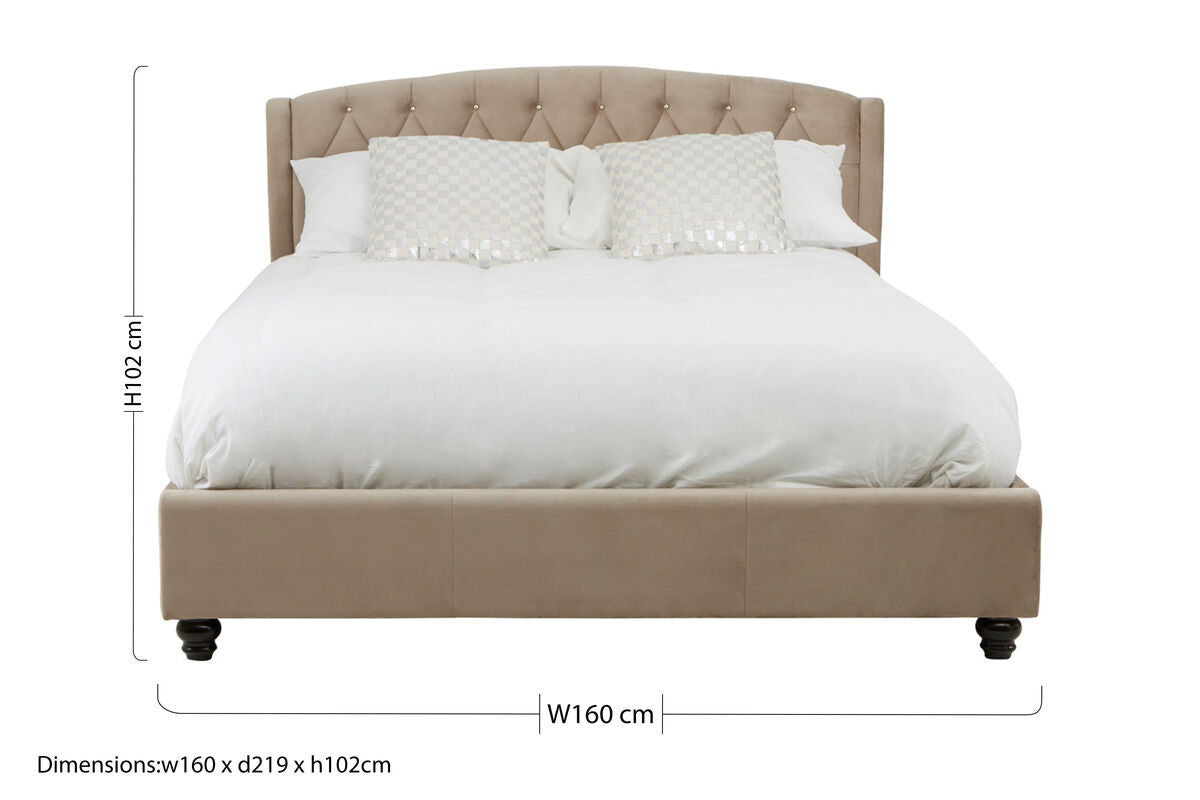 Orsina Josephine King Bed – Tufted Upholstered Mink Arched Headboard