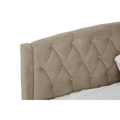 Orsina Josephine King Bed – Tufted Upholstered Mink Arched Headboard