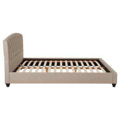 Orsina Josephine King Bed – Beige Tufted Upholstered Bed Frame