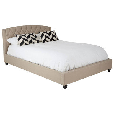 Orsina Josephine King Bed – Beige Tufted Upholstered Bed Frame