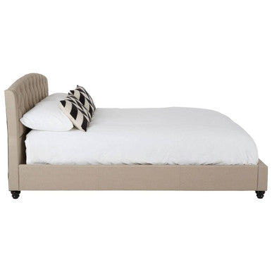 Orsina Josephine King Bed – Beige Tufted Upholstered Bed Frame