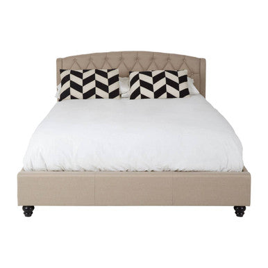 Orsina Josephine King Bed – Beige Tufted Upholstered Bed Frame