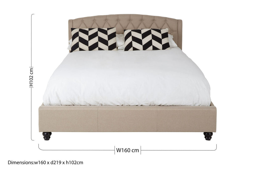 Orsina Josephine King Bed – Beige Tufted Upholstered Bed Frame