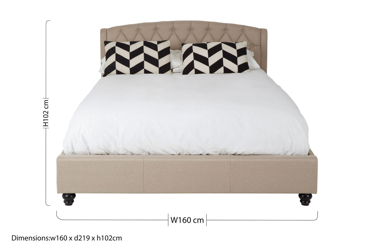 Orsina Josephine King Bed – Beige Tufted Upholstered Bed Frame