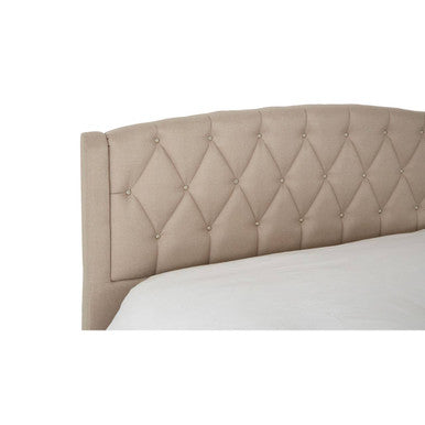 Orsina Josephine King Bed – Beige Tufted Upholstered Bed Frame