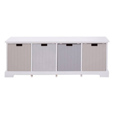 Orsina New England 4 Drawer Storage Bench – White Entryway Seating