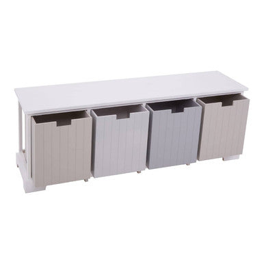 Orsina New England 4 Drawer Storage Bench – White Entryway Seating