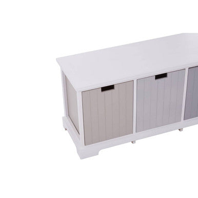 Orsina New England 4 Drawer Storage Bench – White Entryway Seating
