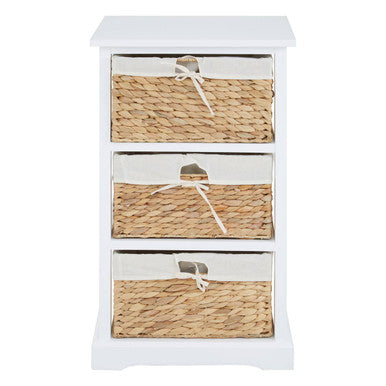 Orsina Ashby 3 Drawer Seagrass Storage Chest – White Wicker Unit