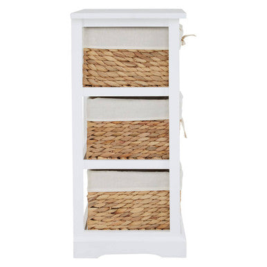 Orsina Ashby 3 Drawer Seagrass Storage Chest – White Wicker Unit