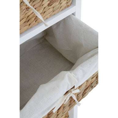 Orsina Ashby 3 Drawer Seagrass Storage Chest – White Wicker Unit