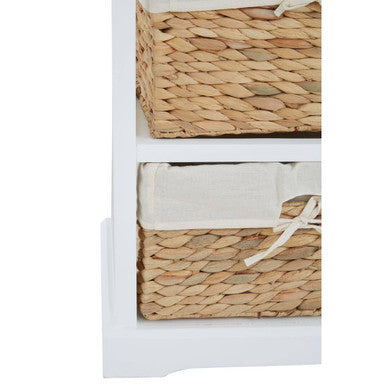 Orsina Ashby 5 Seagrass Drawer Chest – White Frame Storage Unit