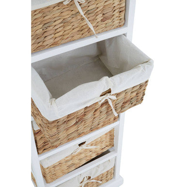 Orsina Ashby 5 Seagrass Drawer Chest – White Frame Storage Unit