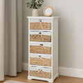 Orsina Ashby 5 Seagrass Drawer Chest – White Frame Storage Unit
