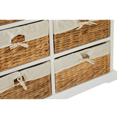 Orsina Ashby 6 Seagrass Drawer Chest – White Coastal Storage Unit