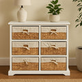 Orsina Ashby 6 Seagrass Drawer Chest – White Coastal Storage Unit