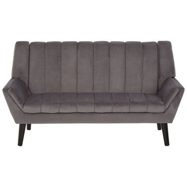 Orsina Savina 2-Seater Grey Sofa – Channel-Stitched Modern Loveseat