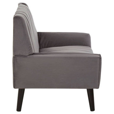 Orsina Savina 2-Seater Grey Sofa – Channel-Stitched Modern Loveseat