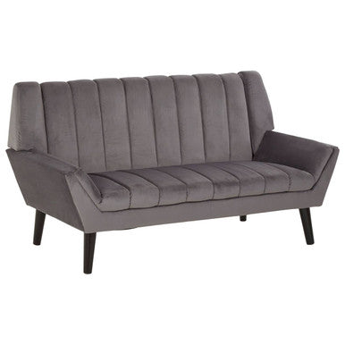 Orsina Savina 2-Seater Grey Sofa – Channel-Stitched Modern Loveseat