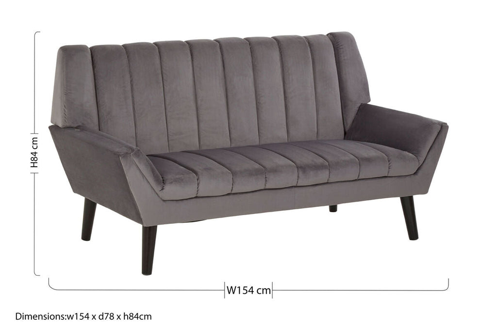 Orsina Savina 2-Seater Grey Sofa – Channel-Stitched Modern Loveseat