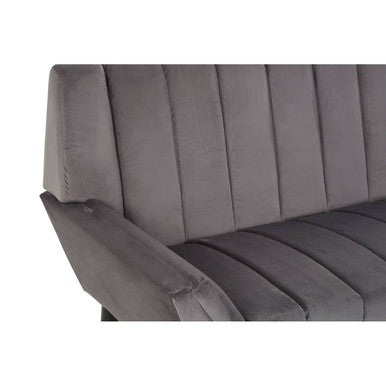 Orsina Savina 2-Seater Grey Sofa – Channel-Stitched Modern Loveseat