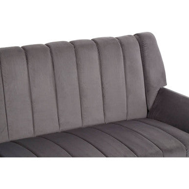 Orsina Savina 2-Seater Grey Sofa – Channel-Stitched Modern Loveseat
