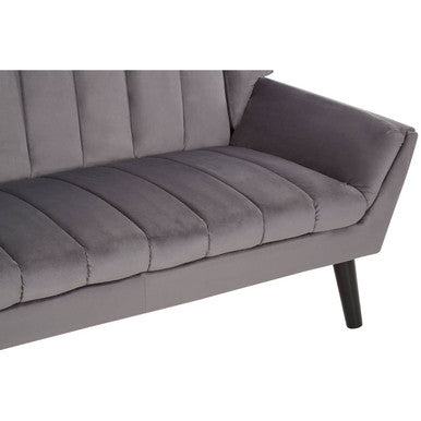 Orsina Savina 2-Seater Grey Sofa – Channel-Stitched Modern Loveseat