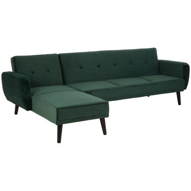 Orsina Serene 3-Seater Green Velvet Sofa Bed – Modern Guest Bed