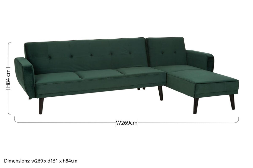 Orsina Serene 3-Seater Green Velvet Sofa Bed – Modern Guest Bed