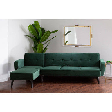 Orsina Serene 3-Seater Green Velvet Sofa Bed – Modern Guest Bed