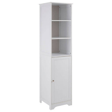 Orsina Portern Single Door Bathroom Cabinet – Slim White Pine Storage