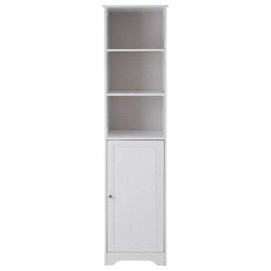 Orsina Portern Single Door Bathroom Cabinet – Slim White Pine Storage