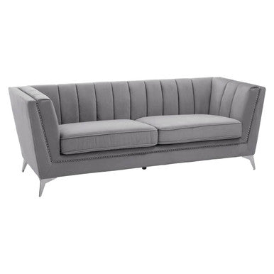 Orsina Hansa 3 Seater Grey Velvet Sofa – Modern Living Room Couch