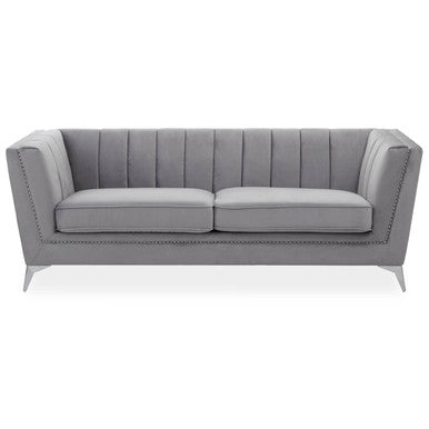 Orsina Hansa 3 Seater Grey Velvet Sofa – Modern Living Room Couch