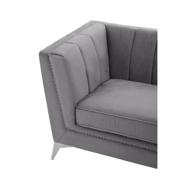 Orsina Hansa 3 Seater Grey Velvet Sofa – Modern Living Room Couch
